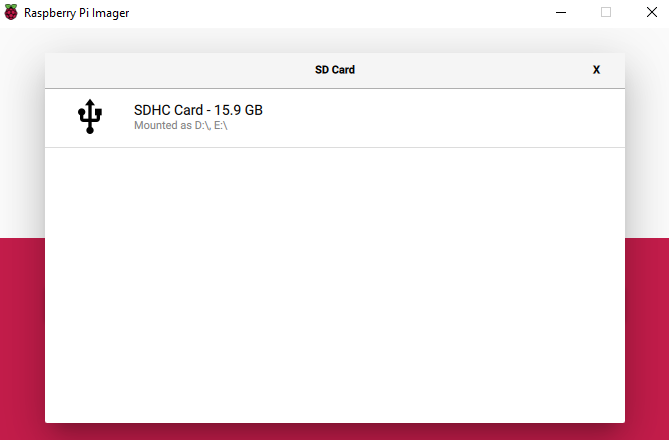 Raspberry Pi Imager in windows